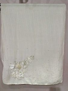 White Embroidered Dupatta with pearl work