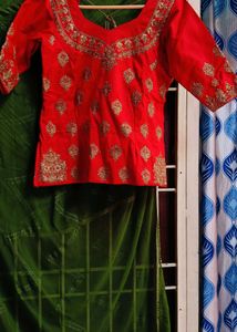 Red &amp; Gold Embroidered Lehenga Choli