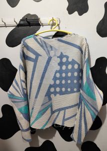 Unique Pleated Abstract Print Top
