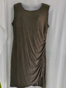 Olive Green Ruched Dress