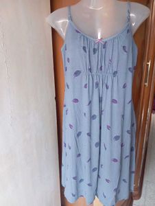 Blue Leaf Print Nightgown