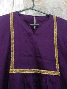 Purple Kurta with Floral Dupatta