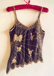 y2k! Stunning Embellished Butterfly Cami Top