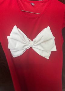 Cute Red dress  with White Bow