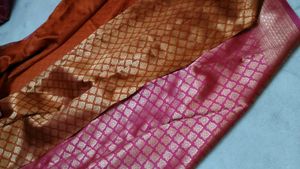 Dual colour Banarasi Silk Saree with blouse