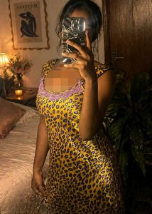 Yellow Leopard Print Slip Dress