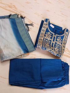 4-6 year Elegant Blue Embroidered Kurta Set