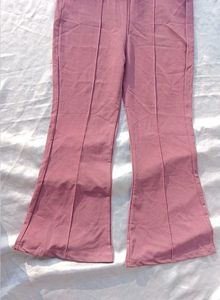Dusty Rose Flare Pants with Gold Chain Detail