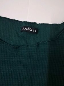 Dark Green Waffle Knit Top