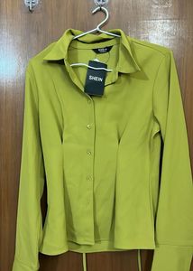 Chic Lime Green Button-Up Shirt