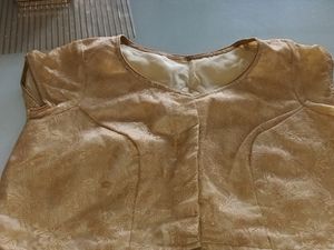 Designer Golden Blouse With Princess Cut