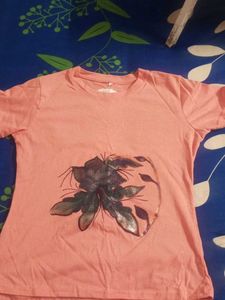 Peach Floral Print T-Shirt