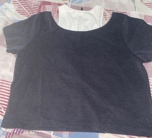 y2k Ribbed Crop Top with Inner Camisole