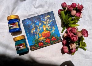 Mini candle hand-painted Art/ Painting