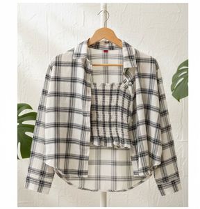 Plaid Crop Top & Shirt Set