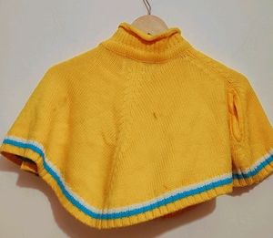 Yellow Winter Shrug Cap Muffler Set For Baby Girl