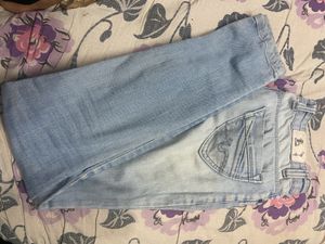 Ribbed Denim Jeans Sky Blue Colour Only@rs 350