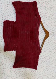 handmade !!! Maroon Crocheted Top