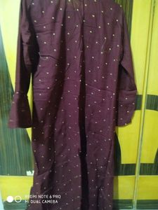 Maroon Embroidered Button-Down Top