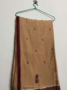 Elegant Beige Saree with Maroon Border