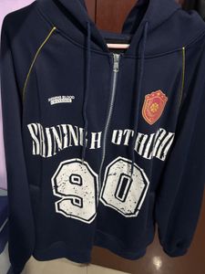 Navy Graphic Zip-Up Hoodie