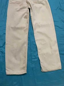 Stylish Beige Wide-Leg Jeans