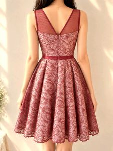 Elegant Designer Maroon Lace Dress