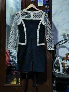 Chic Sequin Sleeve Black &amp; White Dress