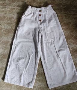 White Corduroy Wide Leg Pants