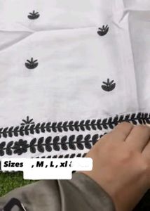 New White Kurta with Black Embroidery