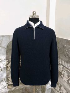 Men's Navy Blue Zipper Sweater