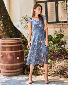 Blue Floral Maxi Dress