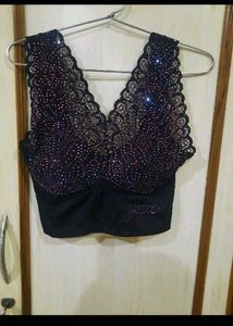 Sparkling Embellished Black Blouse