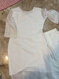 Elegant White Chikankari Kurta Set