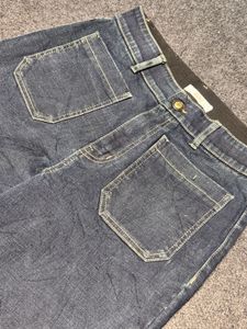 Trendy Melbon Wide Leg Jeans with Front Patch Pock