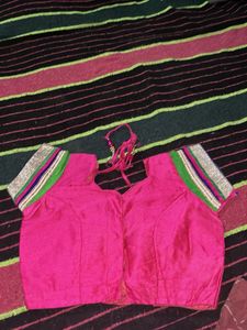 Vibrant Green Designer Saree with Pink Blouse