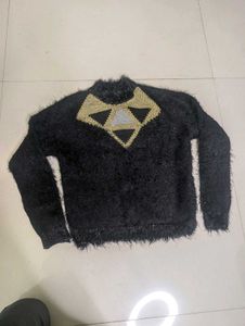 Black Geometric Knit Sweater