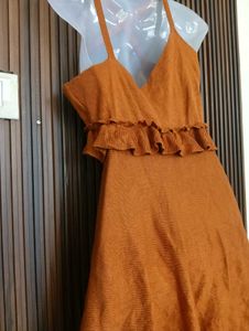 Orange Suede Halter Dress