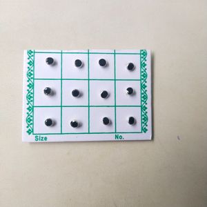 92.5 Silver Black Stone Earrings/Nose Pin 1 Pair