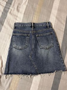 Distressed Denim Skirt