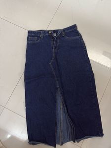slit midi denim skirt
