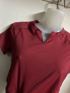 Red Cropped Short Sleeve Top