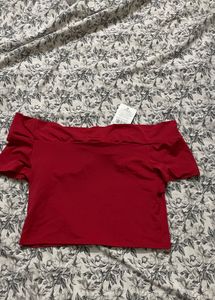 Red Off-Shoulder Twist Top