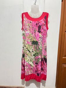 Length-40,,Floral Print Sleeveless Dress