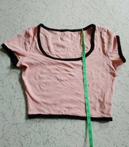 Pink & Black Trimmed Crop Top