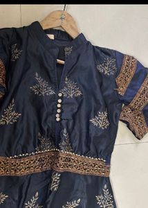 Elegant Navy Blue Kurta and pink gown