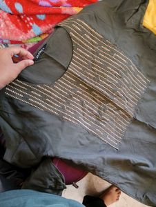 Straight Kurta Olive Green