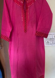 Pink Embroidered Kurta