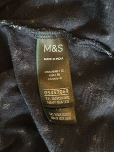 Marks &amp; Spencer Navy Blue Printed V-Neck Top
