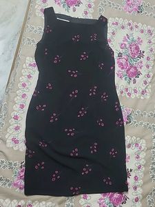 Black Printed Sleeveless Dress Never Used